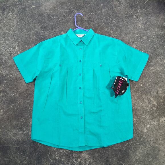 New Vintage Gitano Shirt Womens L Green Canvas Skater Button Up Utility 90s - Picture 1 of 8